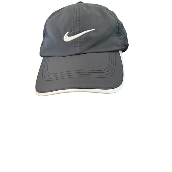Nike Golf Hat Cap Black adjustable velcro strapback drift air vents white swoosh - Picture 2 of 11